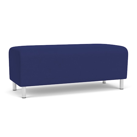 Lesro Siena Lounge Reception Loveseat Bench, Brushed Steel, OH Cobalt Upholstery SN6001